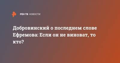 Сергей Захаров - Александр Добровинский - Добровинский о последнем слове Ефремова: Если он не виноват, то кто? - ren.tv