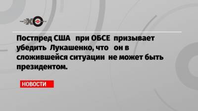 Джеймс Гилмор - Постпред США при ОБСЕ призывает убедить Лукашенко, что он в сложившейся ситуации не может быть президентом. - echo.msk.ru - Россия - США - Белоруссия