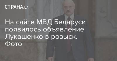 Александр Лукашенко - Ольга Чемоданова - Светлана Тихановская - На сайте МВД Беларуси появилось объявление Лукашенко в розыск. Фото - strana.ua - Белоруссия
