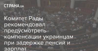 Комитет Рады рекомендовал предусмотреть компенсации украинцам при задержке пенсий и зарплат - strana.ua