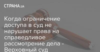 Когда ограничение доступа в суд не нарушает права на справедливое рассмотрение дела - Верховный суд - strana.ua - Украина