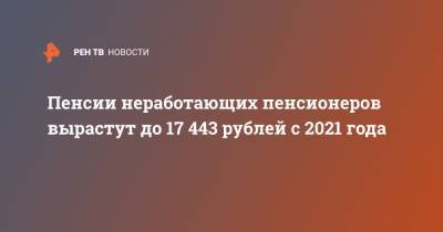 Владимир Путин - Пенсии неработающих пенсионеров вырастут до 17 443 рублей с 2021 года - ren.tv