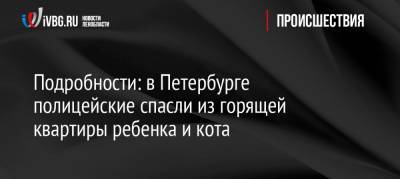 Подробности: в Петербурге полицейские спасли из горящей квартиры ребенка и кота - ivbg.ru - Санкт-Петербург - Петербург