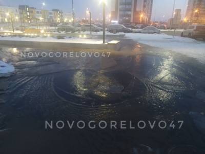 Перекресток в Новогорелово превратился в озеро после прорыва трубы - ivbg.ru - Санкт-Петербург - Ленобласть