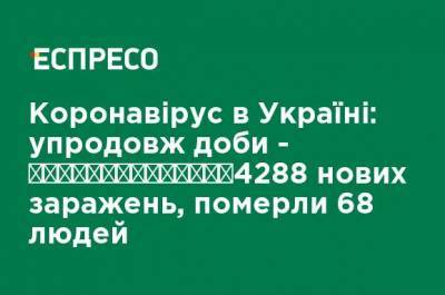 Коронавирус в Украине: в течение суток - 4288 новых заражений, умерли 68 человек - ru.espreso.tv - Киев - Киевская обл. - Луганская обл. - Запорожская обл. - Ивано-Франковская обл. - Волынская обл. - Кировоградская обл. - Днепропетровская обл. - Винницкая обл. - Житомирская обл. - Львовская обл. - Закарпатская обл. - Донецкая обл.