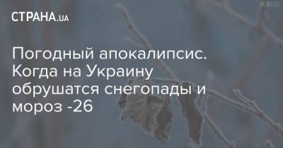 Погодный апокалипсис. Когда на Украину обрушатся снегопады и мороз -26 - strana.ua - Киев - Донецк - Сумская обл. - Харьковская обл. - Харьков - Луганск - Житомирская обл. - Житомир