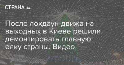 После локдаун-движа на выходных в Киеве решили демонтировать главную елку страны. Видео - strana.ua - Киев