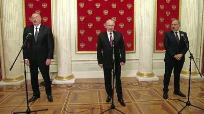 Владимир Путин - Никола Пашинян - Ильхам Алиев - В Кремле состоялись переговоры по Нагорному Карабаху лидеров России, Азербайджана и Армении - 1tv.ru - Москва - Азербайджан