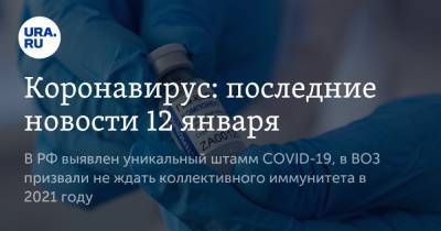 Коронавирус: последние новости 12 января. В РФ выявлен уникальный штамм COVID-19, в ВОЗ призвали не ждать коллективного иммунитета в 2021 году - ura.news - США - Бразилия - Ухань