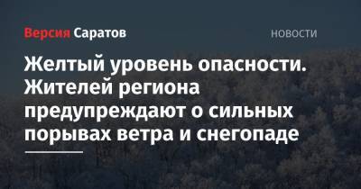 Желтый уровень опасности. Жителей региона предупреждают о сильных порывах ветра и снегопаде - nversia.ru - Саратовская обл. - Саратов