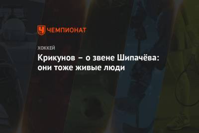 Владимир Крикунов - Крикунов – о звене Шипачёва: они тоже живые люди - championat.com - Москва