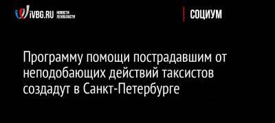 Программу помощи пострадавшим от неподобающих действий таксистов создадут в Санкт-Петербурге - ivbg.ru - Россия - Санкт-Петербург