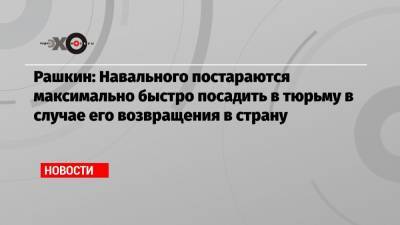Валерий Рашкин - Рашкин: Навального постараются максимально быстро посадить в тюрьму в случае его возвращения в страну - echo.msk.ru - Москва