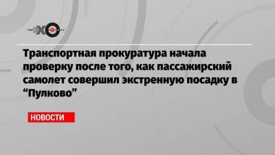 Транспортная прокуратура начала проверку после того, как пассажирский самолет совершил экстренную посадку в «Пулково» - echo.msk.ru - Москва - Санкт-Петербург - Московская обл.
