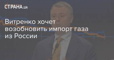 Юрий Витренко - Витренко хочет возобновить импорт газа из России - strana.ua - Тарифы