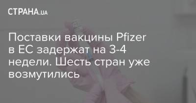 Поставки вакцины Pfizer в ЕС задержат на 3-4 недели. Шесть стран уже возмутились - strana.ua - США - Берлин