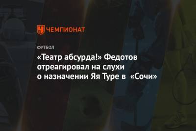 Владимир Федотов - «Театр абсурда!» Федотов отреагировал на слухи о назначении Яя Туре в «Сочи» - championat.com - Сочи
