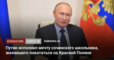 Владимир Путин - Путин исполнил мечту сочинского школьника, желавшего покататься на Красной Поляне - kubnews.ru - Сочи