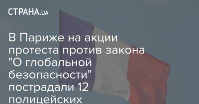 Жеральд Дарманен - В Париже на акции протеста против закона "О глобальной безопасности" пострадали 12 полицейских - strana.ua - Франция - Париж