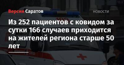 Из 252 пациентов с ковидом за сутки 166 случаев приходится на жителей региона старше 50 лет - nversia.ru - Саратовская обл. - Саратов - район Энгельсский