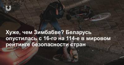 Хуже, чем Зимбабве? Беларусь опустилась с 16-го на 114-е в мировом рейтинге безопасности стран - news.tut.by - Белоруссия - Венесуэла - Ливия - Зимбабве - Катар - Кения