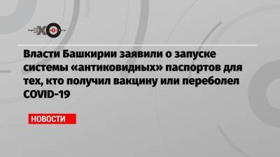 Власти Башкирии заявили о запуске системы «антиковидных» паспортов для тех, кто получил вакцину или переболел COVID-19 - echo.msk.ru - Башкирия