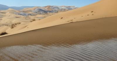В пустыне Сахаре неожиданно выпал снег, дюны покрылись инеем (фото) - focus.ua - Саудовская Аравия