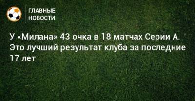 Стефано Пиоли - У «Милана» 43 очка в 18 матчах Серии А. Это лучший результат клуба за последние 17 лет - bombardir.ru