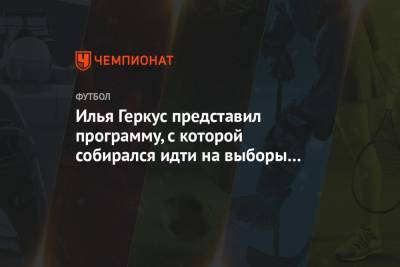 Илья Геркус - Илья Геркус представил программу, с которой собирался идти на выборы президента ФНЛ - championat.com