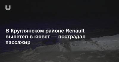 В Круглянском районе Renault вылетел в кювет — пострадал пассажир - news.tut.by