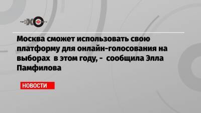 Элла Памфилова - Москва сможет использовать свою платформу для онлайн-голосования на выборах в этом году, — сообщила Элла Памфилова - echo.msk.ru - Москва - Московская обл.