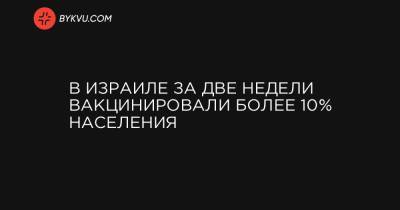 В Израиле за две недели вакцинировали более 10% населения - bykvu.com - Украина - Ізраїль