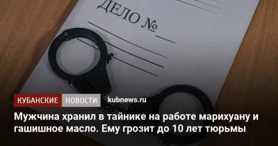 Мужчина хранил в тайнике на работе марихуану и гашишное масло. Ему грозит до 10 лет тюрьмы - kubnews.ru