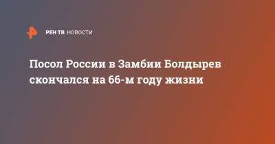 Посол России в Замбии Болдырев скончался на 66-м году жизни - ren.tv - Замбия