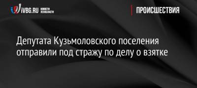 Депутата Кузьмоловского поселения отправили под стражу по делу о взятке - ivbg.ru - Ленинградская обл. - Санкт-Петербург - Приморье край