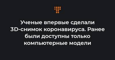 Ученые впервые сделали 3D-снимок коронавируса. Ранее были доступны только компьютерные модели - hromadske.ua