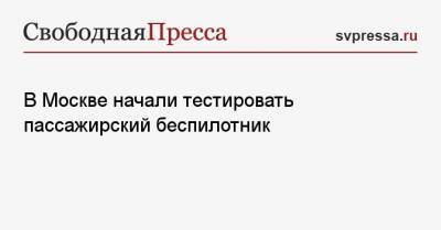 Наталья Сергунина - В Москве начали тестировать пассажирский беспилотник - svpressa.ru - Москва
