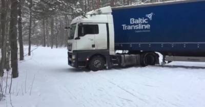 ВИДЕО. В лесу Харку грузовик с литовскими номерами испортил лыжню — проехал по ней 1,7 км и застрял - rus.delfi.lv - Литва