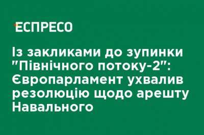 Владимир Путин - Алексей Навальный - С призывами к остановке "Северного потока - 2": Европарламент принял резолюцию об аресте Навального - ru.espreso.tv
