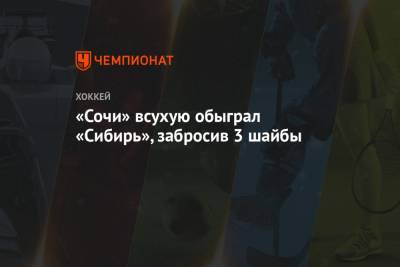 «Сочи» всухую обыграл «Сибирь», забросив 3 шайбы - championat.com - Сочи - Новосибирск - Ярославль