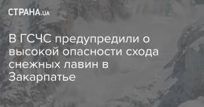 В ГСЧС предупредили о высокой опасности схода снежных лавин в Закарпатье - strana.ua - Киев - Ивано-Франковская обл. - Закарпатская обл. - Гсчс