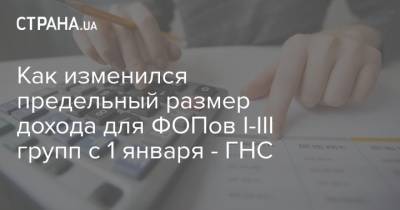 Как изменился предельный размер дохода для ФОПов I-III групп с 1 января - ГНС - strana.ua - Киев