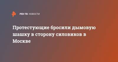 Протестующие бросили дымовую шашку в сторону силовиков в Москве - ren.tv - Москва - Санкт-Петербург - Ульяновск - Владивосток