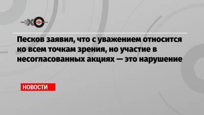 Алексей Навальный - Дмитрий Песков - Дмитрий Нестеров - Песков заявил, что с уважением относится ко всем точкам зрения, но участие в несогласованных акциях — это нарушение - echo.msk.ru - Москва - США