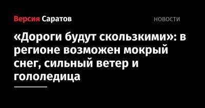«Дороги будут скользкими»: в регионе возможен мокрый снег, сильный ветер и гололедица - nversia.ru - Саратовская обл. - Саратов