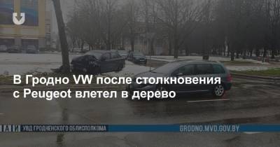 В Гродно VW после столкновения с Peugeot влетел в дерево - news.tut.by