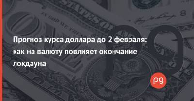 Прогноз курса доллара до 2 февраля: как на валюту повлияет окончание локдауна - thepage.ua - США