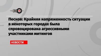 Алексей Навальный - Дмитрий Песков - Песков: Крайняя напряженность ситуации в некоторых городах была спровоцирована агрессивными участниками митингов - echo.msk.ru - Москва