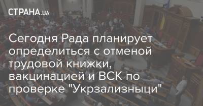 Сегодня Рада планирует определиться с отменой трудовой книжки, вакцинацией и ВСК по проверке "Укрзализныци" - strana.ua - Парламент