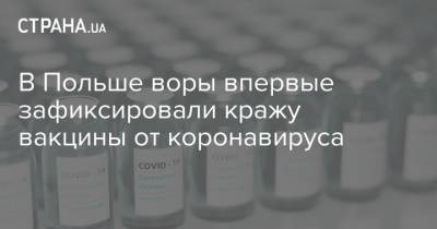 В Польше воры впервые зафиксировали кражу вакцины от коронавируса - strana.ua - Польша